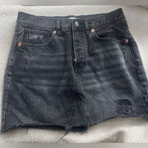 Mango Black Denim Skirt L